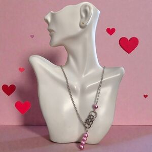 Elegant Pink Faux Pearl Necklace